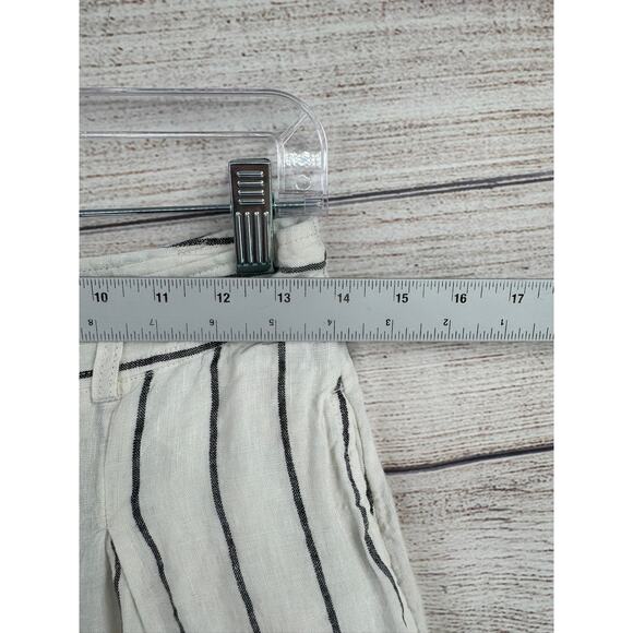 Joie 100% Linen Striped Wide Leg Pants Womens 4 White Black 4 Pocket - Picture 8 of 9